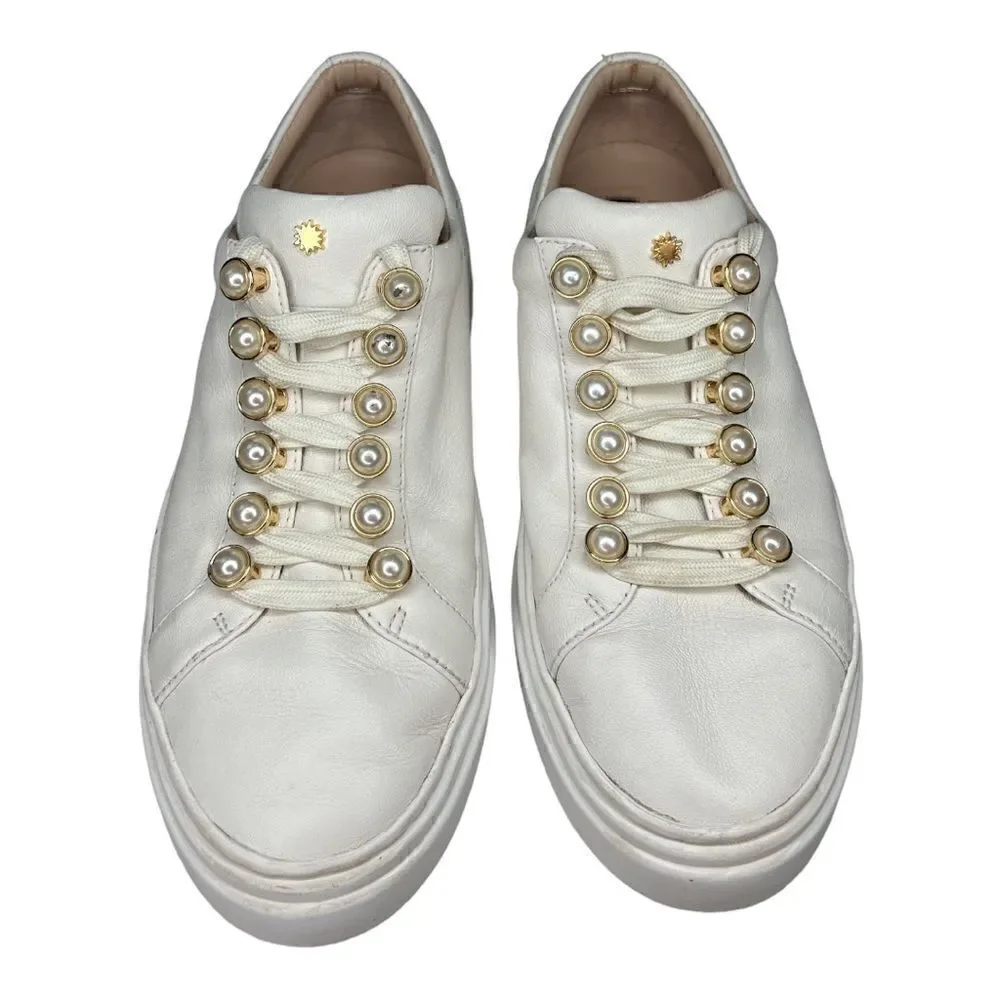 STUART WEITZMAN Women’s Excelsa Cream Leather Sneaker Size 5.5